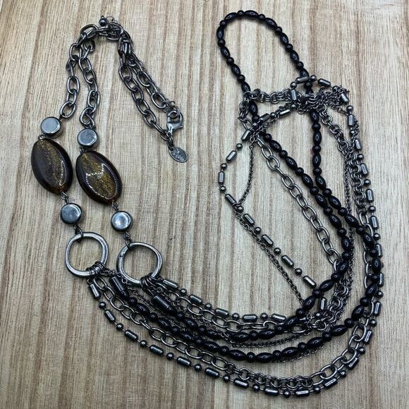 Lia Sophia Multi Strand Chain & Beaded Necklace - Picture 1 of 6
